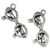Zawieszka charms okulary / metalowa / antyczna srebrna / 21mm / 4szt