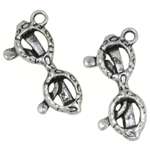 Zawieszka charms okulary / metalowa / antyczna srebrna / 21mm / 4szt-5529