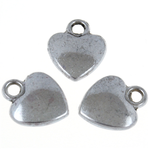 Zawieszka charms serce serduszko / metalowa / antyczna srebrna / 12x10mm / 2szt-6483