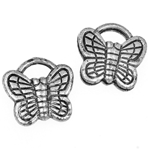 Zawieszka charms motyl / akrylowa / antyczna srebrna / 18x17x4mm / 4szt-7160