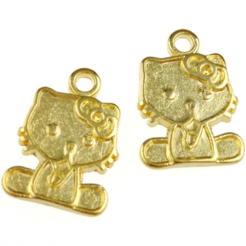 Zawieszka kotek kitty / stop metalu / złoty / 13x12mm / 2szt-11456