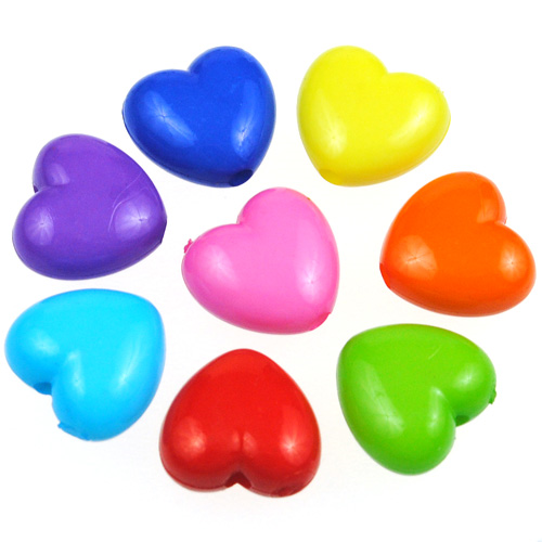 Miks koraliki serca serduszka / akrylowe / 10x11x6mm / 19,6g / 50szt-7985