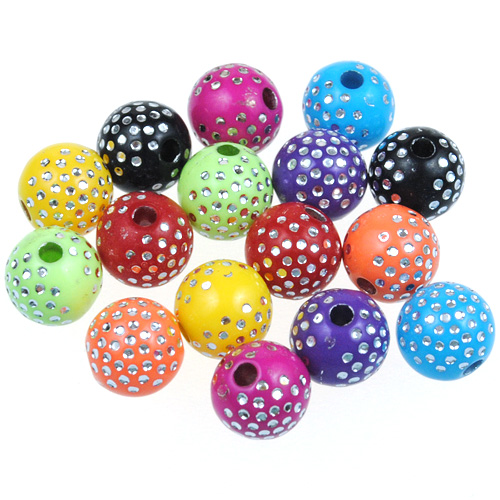 Miks koraliki kulki zdobione / akrylowe / 8mm / 27,2g / 100szt-7971