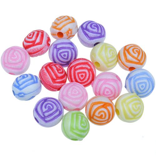 Miks koraliki kwiatki róże / akrylowe / multikolor / 8x7mm / 20,2g / 100szt-9289