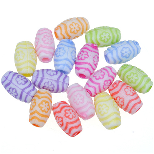 Miks koraliki beczułki owal / akrylowe / 6x10mm / 26,2g / 100szt-9293