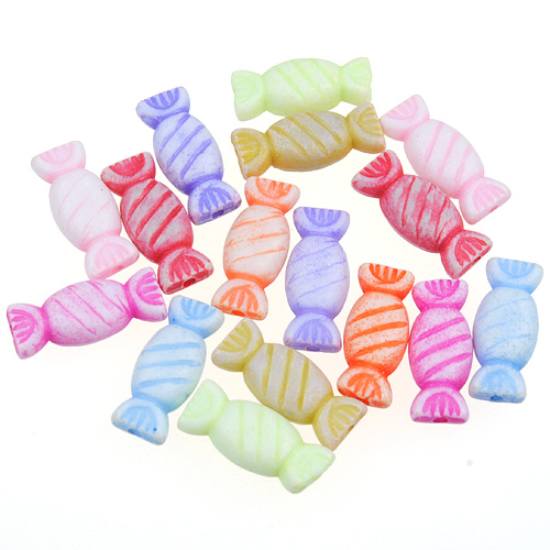 MIX koraliki cukierki / akrylowe / multikolor / 7x15x5mm  / 20,3g / 50szt-7728