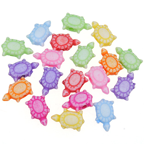 Miks koraliki żółwie żółwiki / akrylowe / 10x6x4.5mm / 14,0g / 100szt-9316