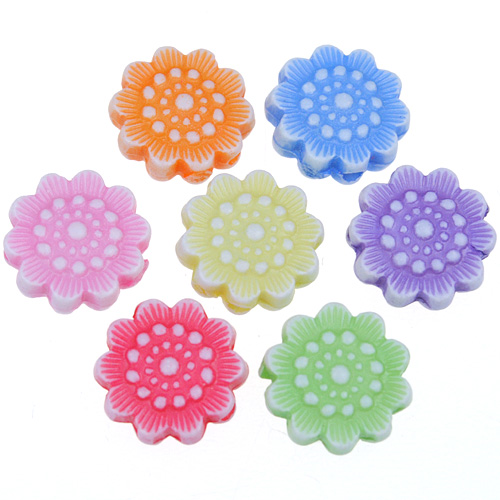 Miks koraliki kwiatki kwiatuszki / akrylowe / 11x4mm / 16,3g / 50szt-9277