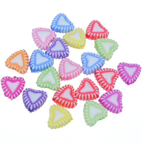 Miks koraliki serce serduszko / akrylowe / 7x8x4mm / 16,4g / 100szt-9294