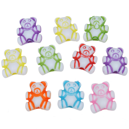 Miks koraliki misie miso misiaczek / akrylowe / 9x8x4mm / 7,1g / 50szt-9281