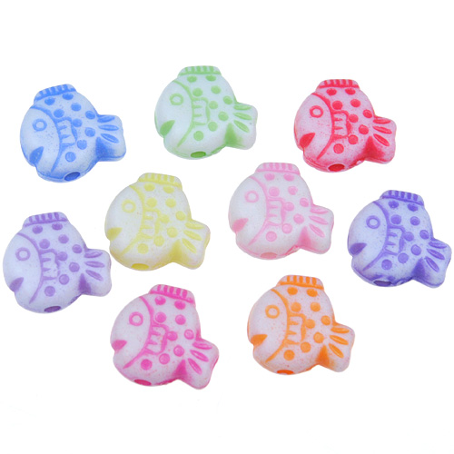 Miks koraliki rybki rybka / akrylowe / 10x10x5mm / 17,6g / 50szt-9291