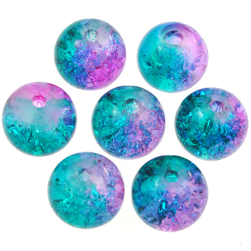 Koraliki crackle dwubarwne / szklane / multikolor / 8mm / 33,4g / 50szt-9098