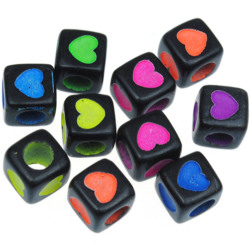 Miks koraliki serca modułowe / akrylowe / czarne / 7mm / 12,5g / 50szt-10112