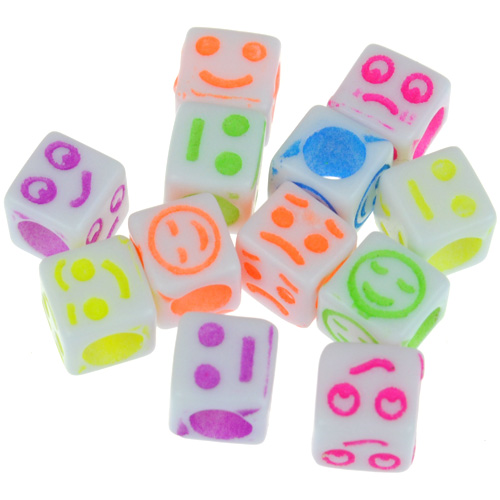 Miks koraliki modułowe emotki / akrylowe / 6mm / 7,1g / 50szt-11562