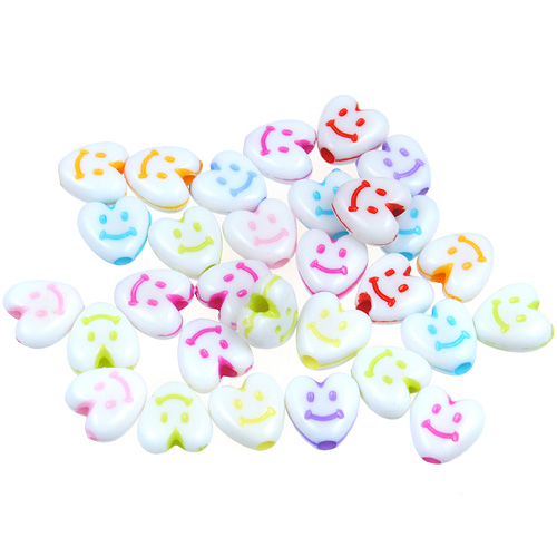 Miks koraliki serca / akrylowe / 7x7x3.5mm / 11,6g / 100szt-7631