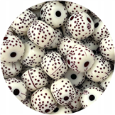 Koraliki kulki w kropki / akrylowe / ecru / 9x7mm / 20,1g / 50szt