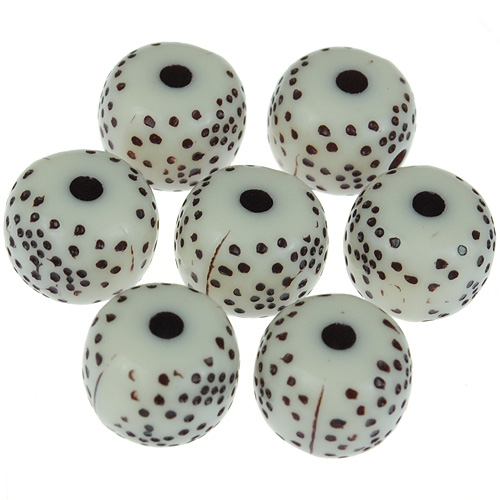 Koraliki kulki w kropki / akrylowe / ecru / 9x7mm / 20,1g / 50szt-11384