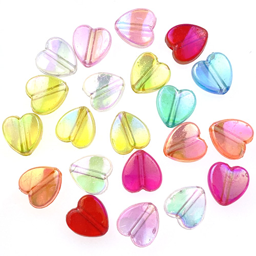 MIX koraliki opalizujące serca / akrylowe / 8x3mm / 40szt-12429
