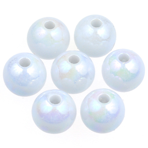 Koraliki kule opalizujące kulki / akylowe / białe / 8mm / 13,7g / 50szt-7910