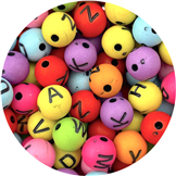 MIX koraliki kulki alfabet literki / akrylowe / multikolor / 7-8mm / 13,8g / 50szt