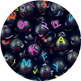 MIX koraliki kulki kule literki / akrylowe / czarne / 8mm / 12,3g / 50szt