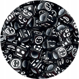 Koraliki modułowe emotki / akrylowe / czarny / 6mm / 6,7g / 50szt