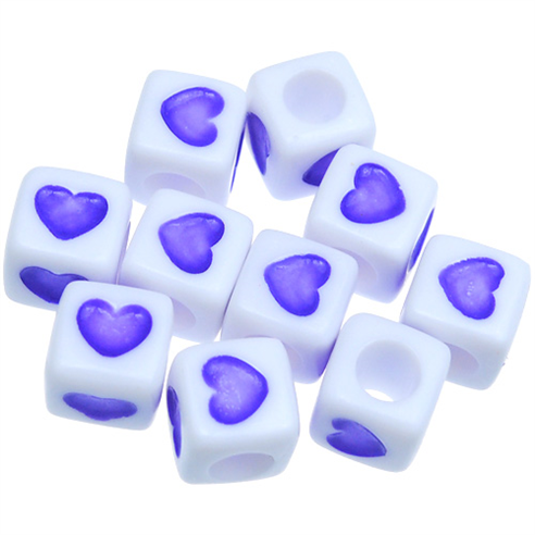 Koraliki z sercem modułowe / akrylowe / fioletowe / 7x7mm  / 25szt-12662