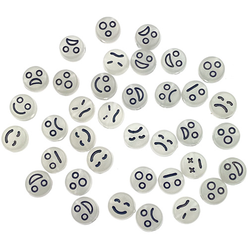 Miks koraliki świecące emotki / akrylowe / 7x4mm / 6.8g / 50szt-12434