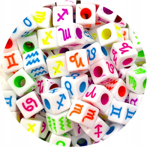 MIX koraliki modułowe znaki zodiaku / akrylowe / białe / 7mm / 20szt-9138