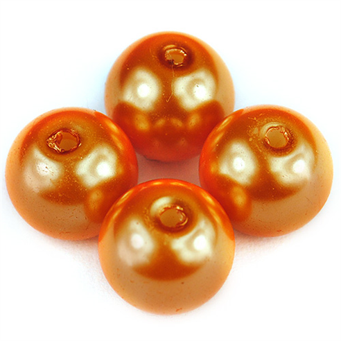 Koraliki perły / szklane / pomarańczowe, złote / 10mm / 25szt-12685