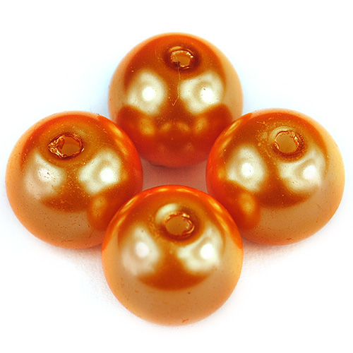 Koraliki perły / szklane / pomarańczowe, złote / 10mm / 25szt-12685