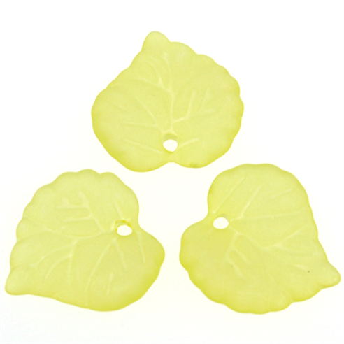 Koraliki listki mrożone frosted / akrylowe / żółte / 16mm / 8szt-12702