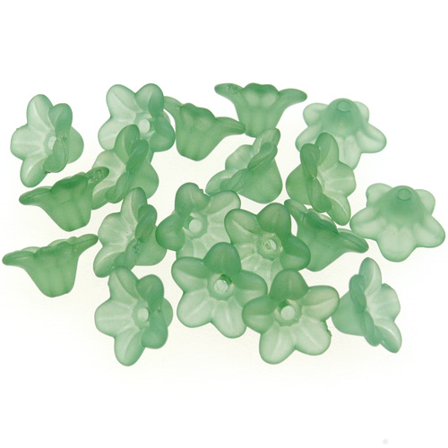 Koraliki mrożone kwiatki / akrylowe / zielone / 10x5mm / 6,0g / 50szt-12706