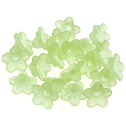 Koraliki mrożone kwiatki / akrylowe / j.zielone / 10x5mm / 6,0g / 50szt-12707