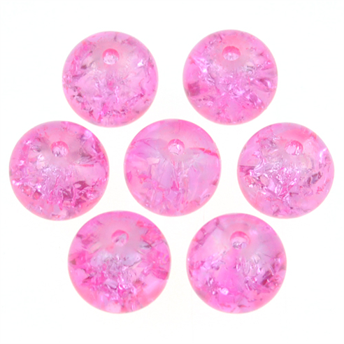 Koraliki spękane crackle / szklane / różowe / 8mm / 50szt-12716