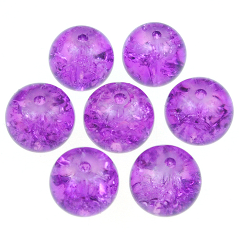 Koraliki spękane crackle / szklane / fioletowe / 8mm / 50szt-12721