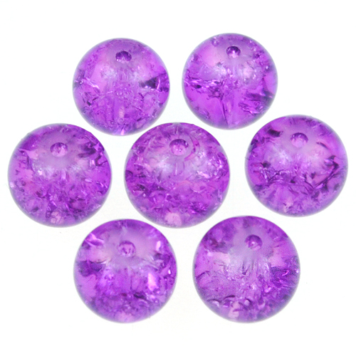 Koraliki spękane crackle / szklane / fioletowe / 8mm / 50szt-12721