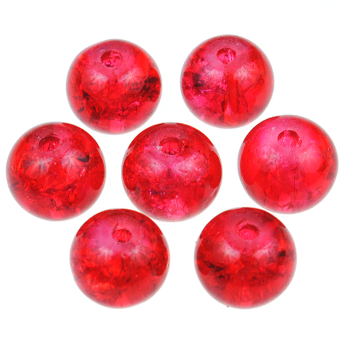 Koraliki spękane crackle / szklane / czerwone / 8mm / 50szt-12722