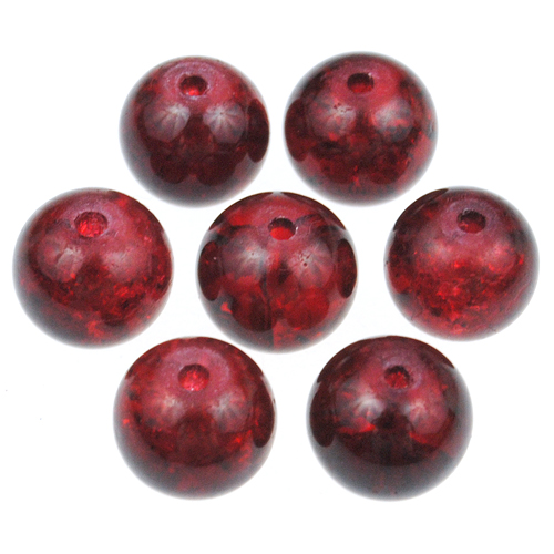Koraliki spękane crackle / szklane / c.czerwone / 8mm / 50szt-12725