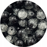 Koraliki spękane crackle / szklane /  biało-czarne / 8mm / 50szt
