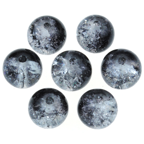 Koraliki spękane crackle / szklane /  biało-czarne / 8mm / 50szt-12726