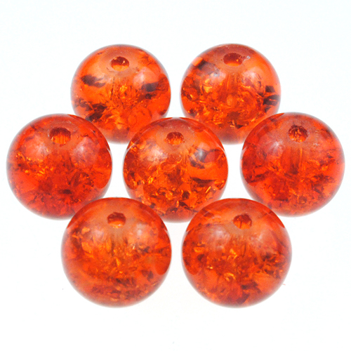 Koraliki crackle / szklane / pomarańczowe / 8mm / 50szt-12729