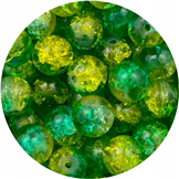 Koraliki crackle dwubarwne / szklane / żółto-zielone / 8mm / 50szt