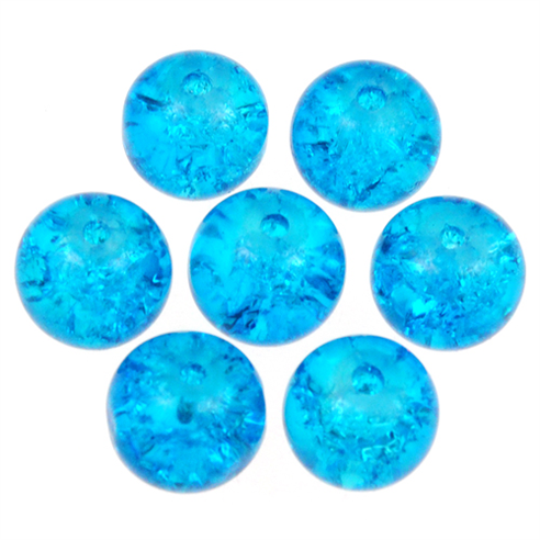 Koraliki spękane crackle / szklane / niebieskie / 8mm / 50szt-12717