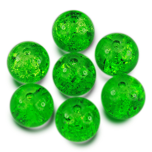 Koraliki crackle spękane / szklane / zielone / 8mm / 50szt-12727