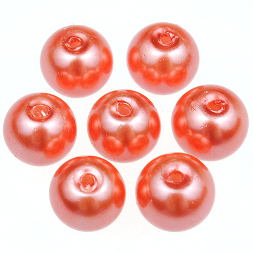Koraliki perły perełki kulki kule / szklane / pomarańczowe / 8mm / 50szt-12754