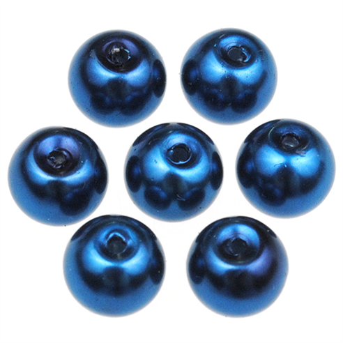 Koraliki perły perełki kulki kule / szklane / niebieskie / 8mm / 50szt-12730