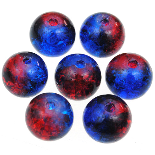 Koraliki crackle dwubarwne / szklane / multikolor / 8mm / 50szt-12738