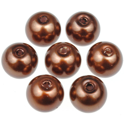 Koraliki perły perełki kule kulki / szklane / brązowe / 8mm / 50szt-12758