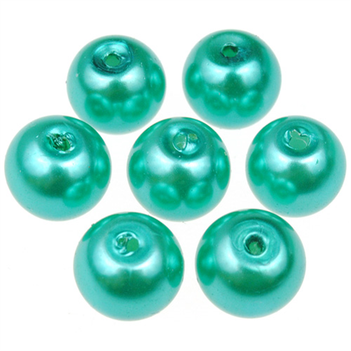 Koraliki perły perełki kule kulki / szklane / zielone / 8mm / 50szt-12739